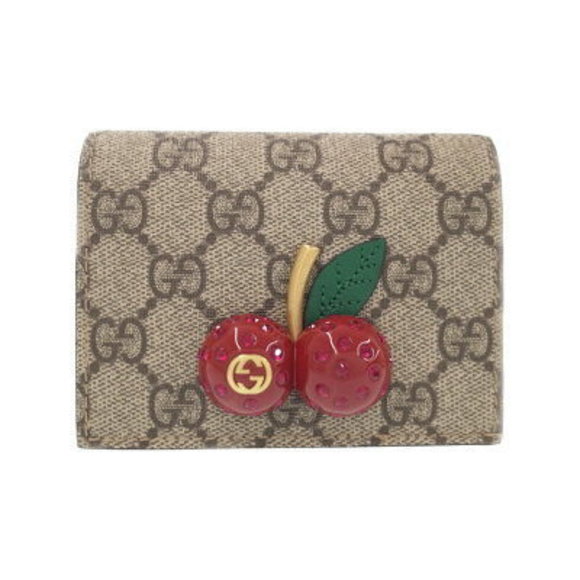 Gucci GG Supreme Cherry Coin Bill Case Bifold Wallet - Picture 1 of 5